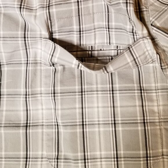 ScotteVest Docksider Shirt for Men Short Sleeve Plaid Button Down 7 Pockets - Picture 5 of 9